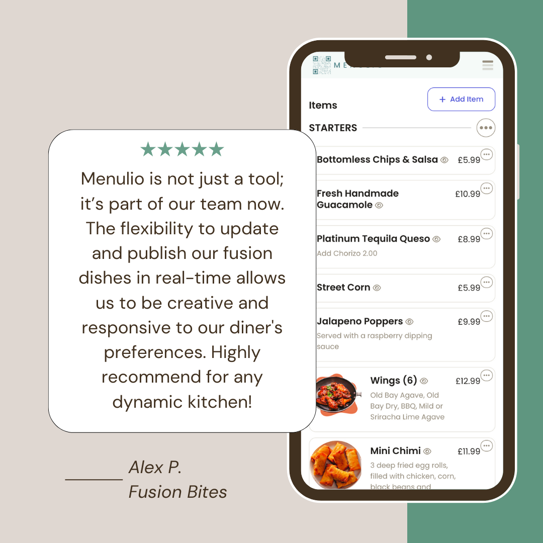 Menulio restaurant menu builder dashboard