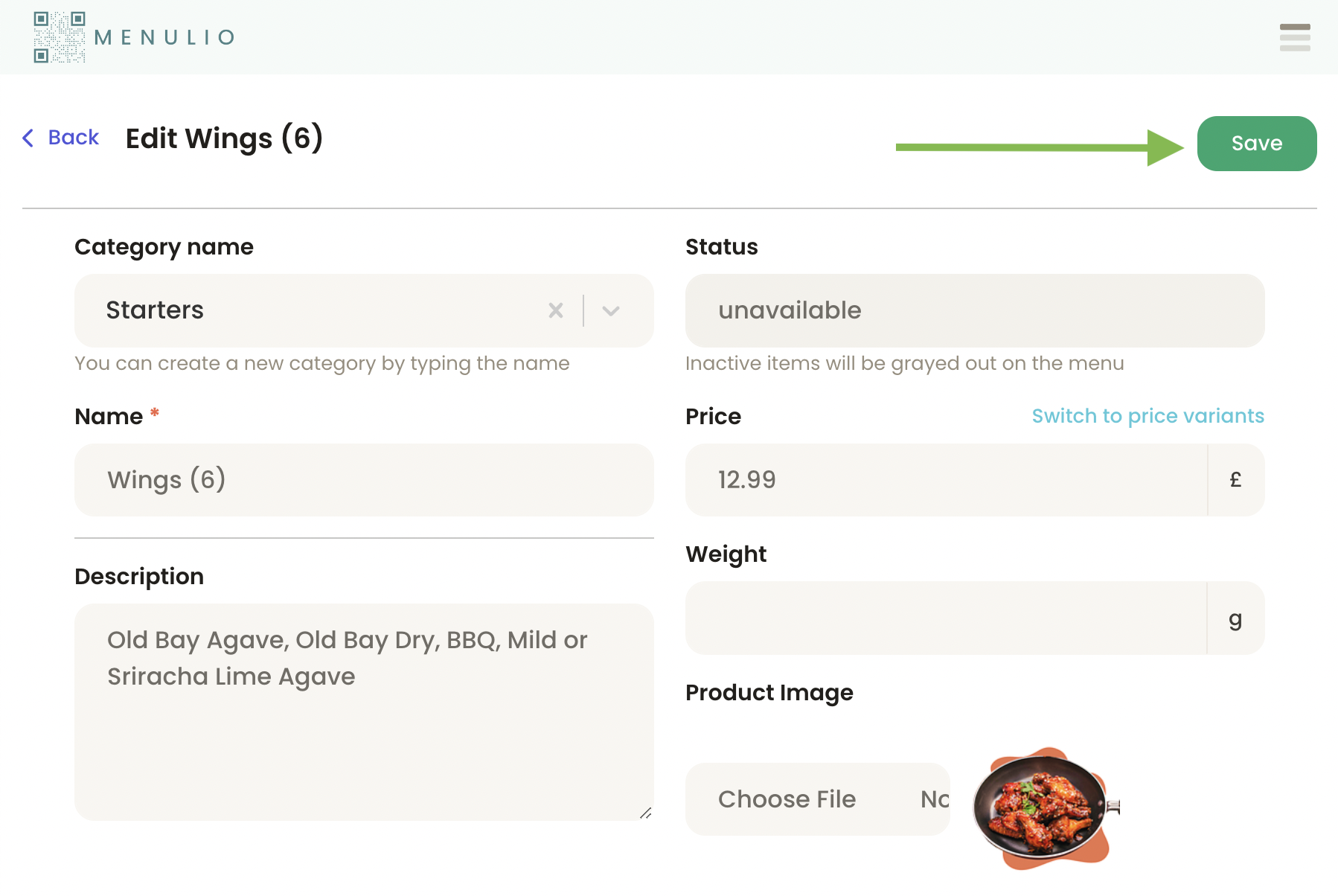 Save unavailable item changes
