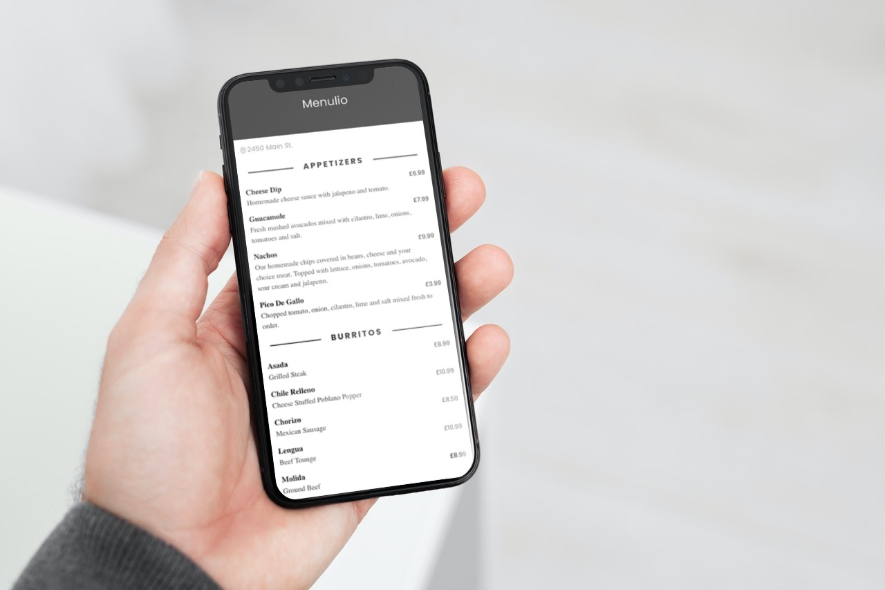 Guest opens a Menulio digital menu on a phone